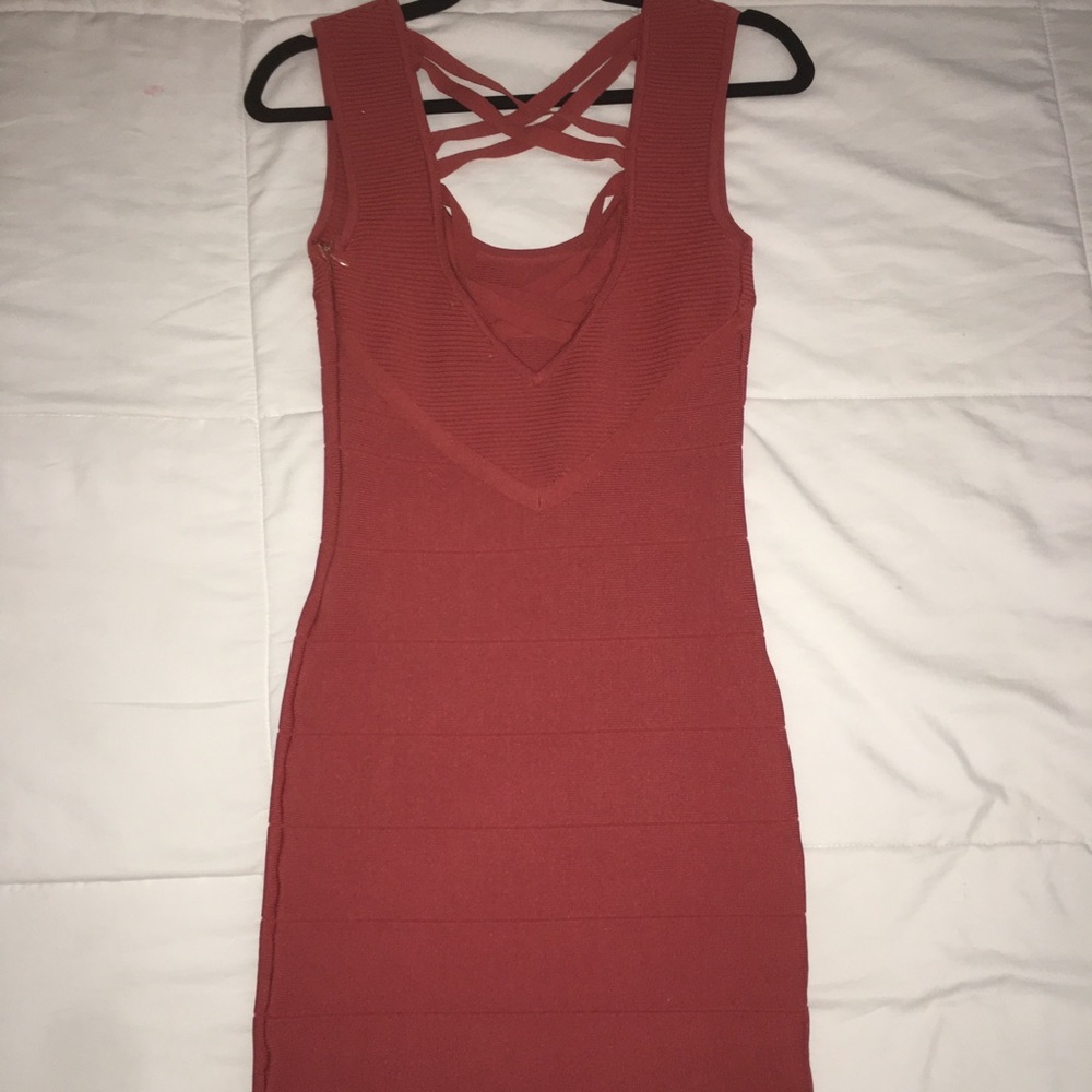 Burnt orange bandage dress